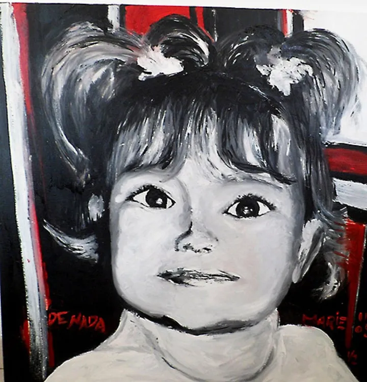 marie en rouge et noir, œuvre de dominique bryet