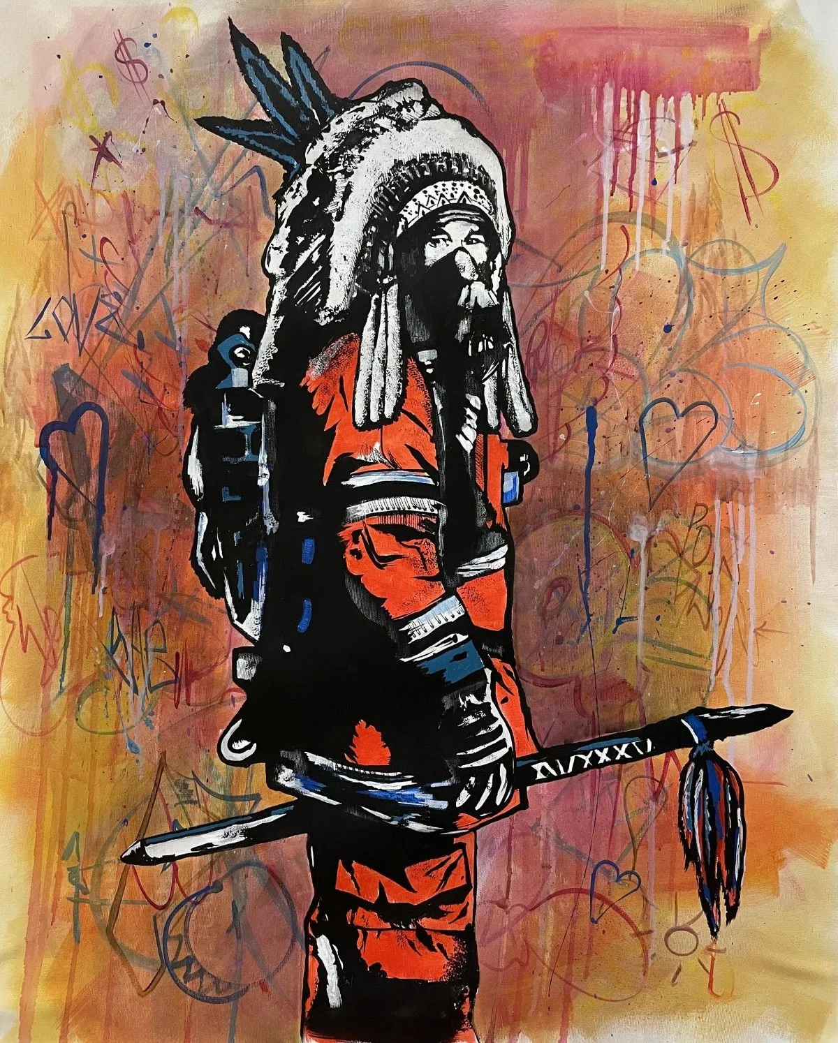 Chief in urban sunset, artwork by Rinalds Vanadzins
