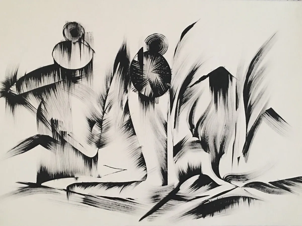 Black and White Abstract Drawing 10 by Kozyuk, œuvre de Khrystyna Kozyuk
