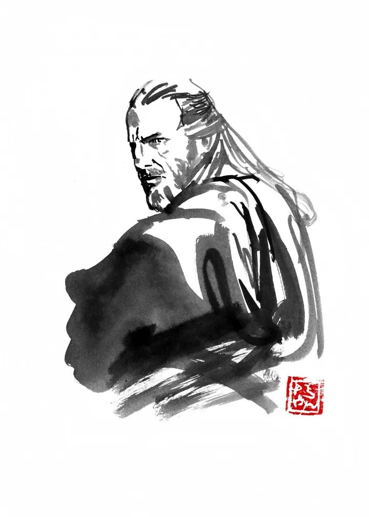 quai gon jiin 03, œuvre de pechane sumi-e