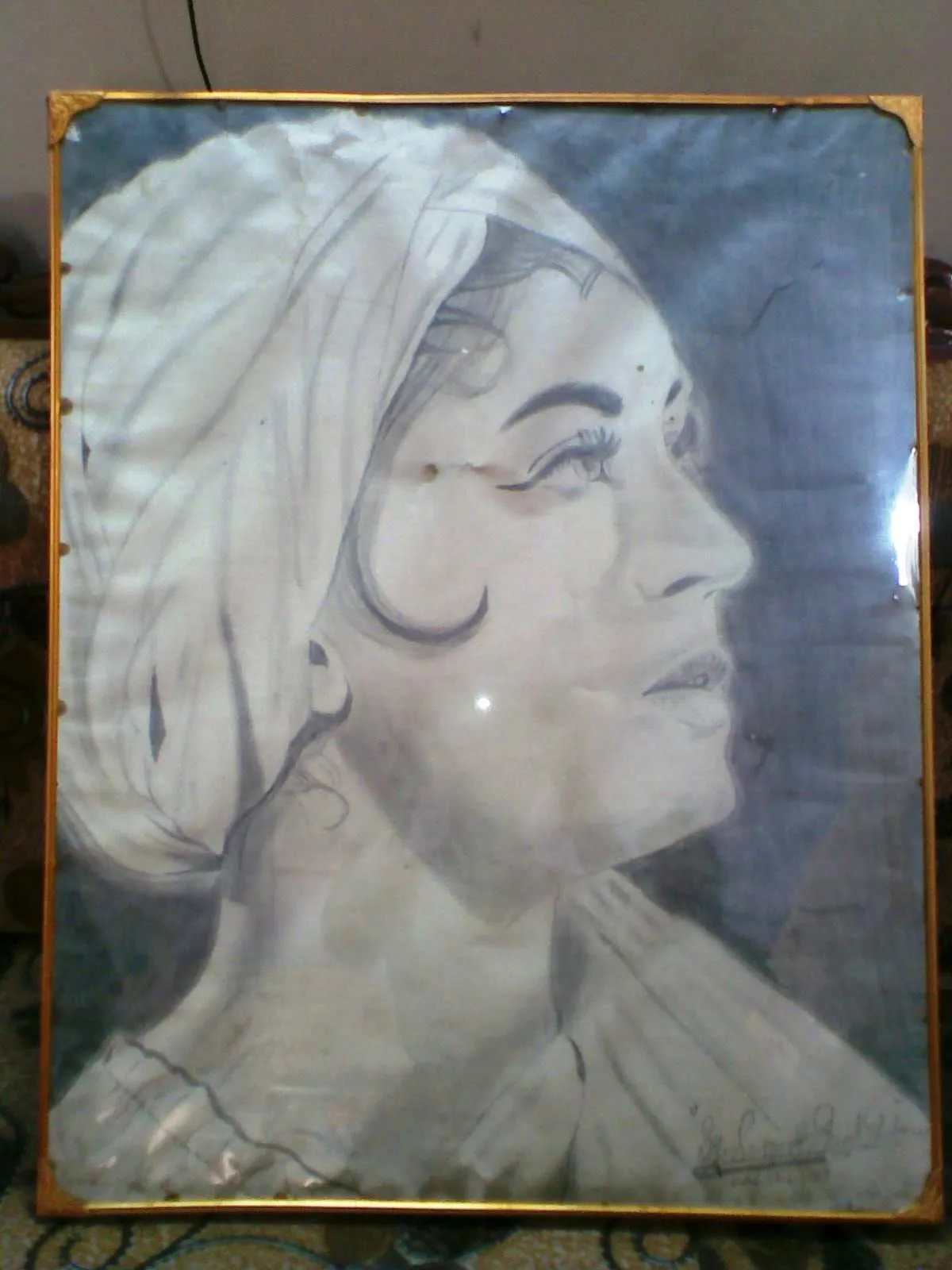 Sketch of Meena Kumari, artwork by Bharat Bhushan