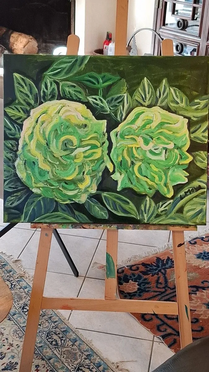 Chartreuse peonies, œuvre de Ligia Moya