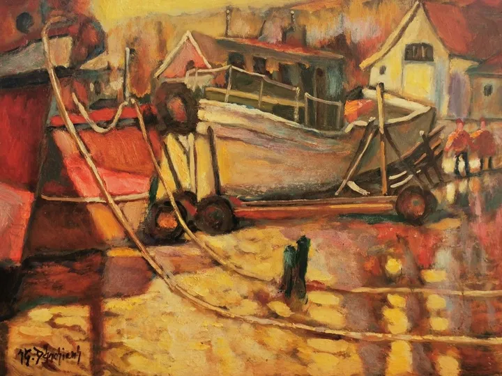 Un petit chantier (Île d'Orléans), œuvre de Jean-Guy Desrosiers