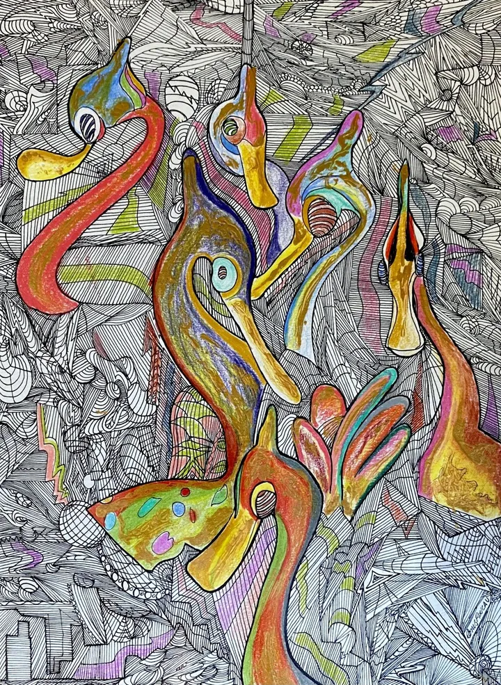 Murano Birds, artwork by Denis Roucau