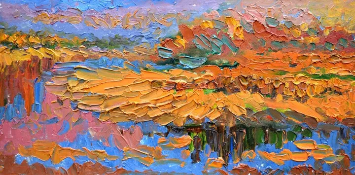 Orange sand. Evening landscape, œuvre de Olga Bezhina