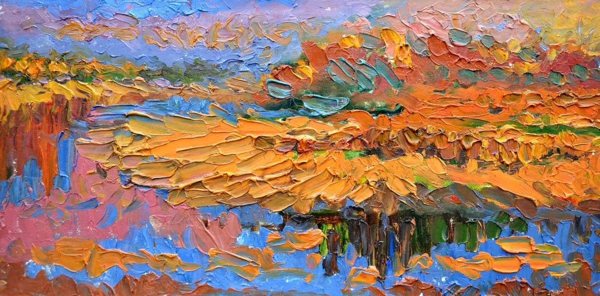 Orange sand. Evening landscape, œuvre de Olga Bezhina