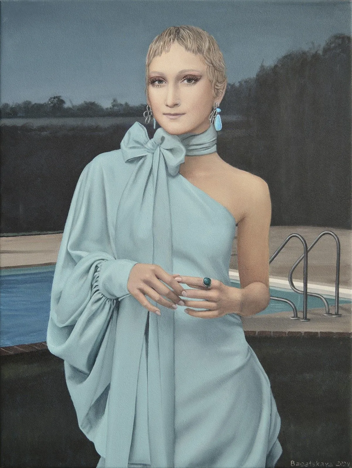 Contemporary portrait "Poolside Party", œuvre de Nataliya Bagatskaya