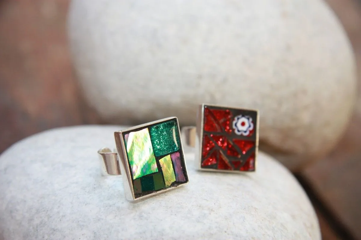 Mosaic rings, artwork by Dimitra Colomvakou