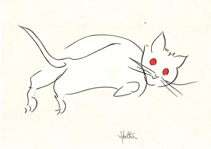 Chat aux yeux rouges, œuvre de Alain HALTER