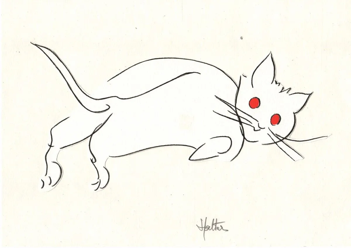 Chat aux yeux rouges, œuvre de Alain HALTER