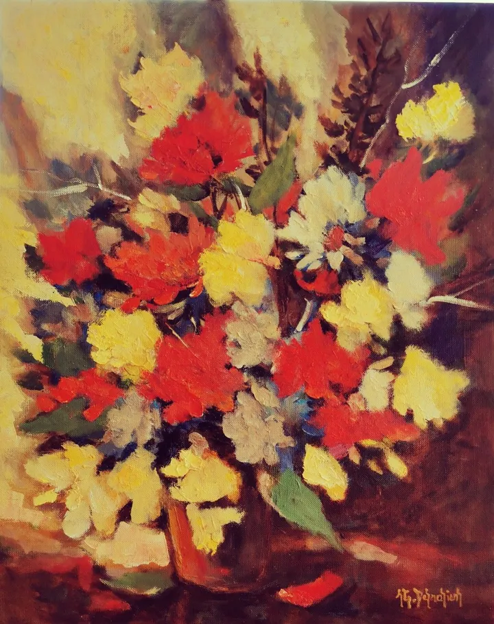 Fleurs en bouquet, œuvre de Jean-Guy Desrosiers