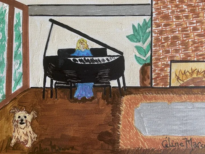 Adeline au piano, artwork by Céline Marcoux