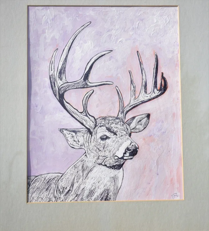 wild deer, chevreuil sauvage, artwork by Denis Roucau