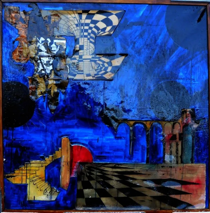 Blue painting #1 Event Horizon, œuvre de James Reininger