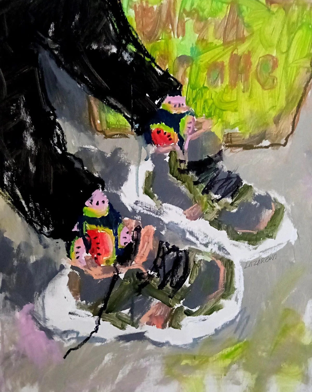 Socks with watermelons, artwork by Valerie Lazareva