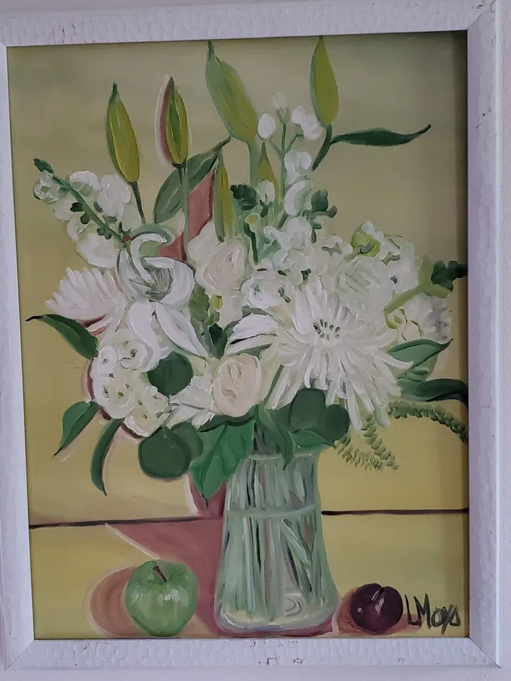 White bouquet, artwork by Ligia Moya