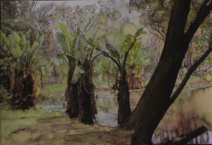 MARECAGES AVEC TAROS - SWAMPS WITH TAROS, œuvre de Jean Bessat