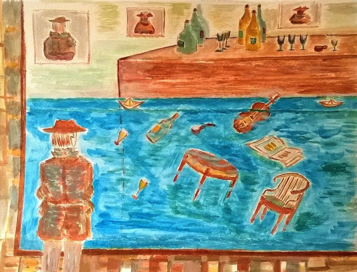 City by the river under my shoes, artwork by Kamondy Imre