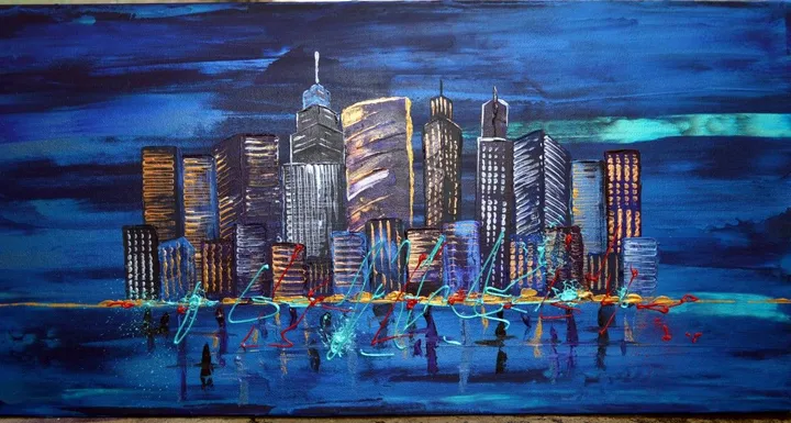 Mirage d'Atlantide sur fond d'azur, artwork by Manon Jobin
