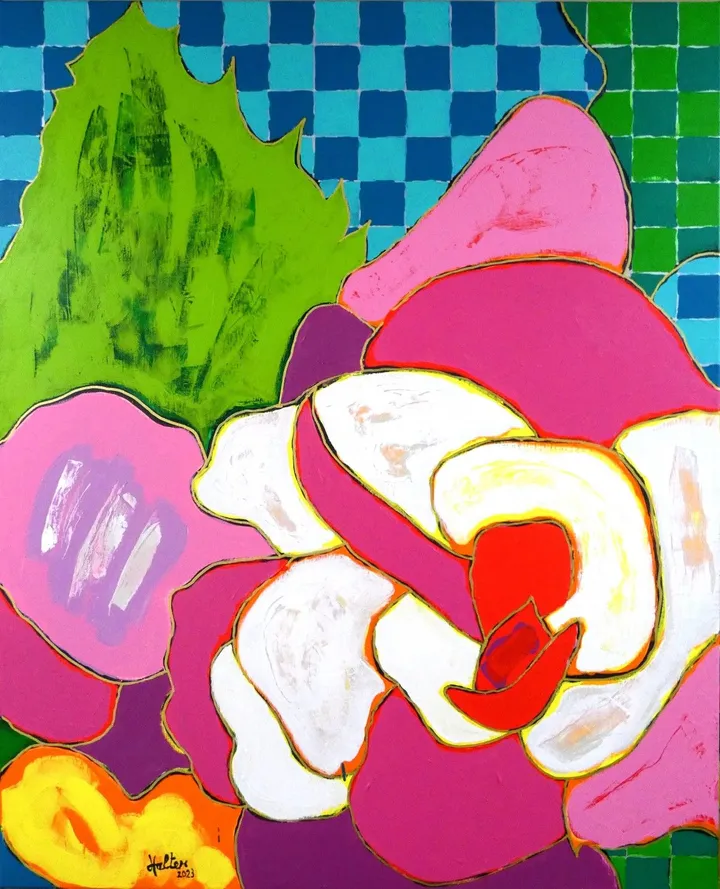 Fleur de bégonia rose et blanc, artwork by Alain HALTER