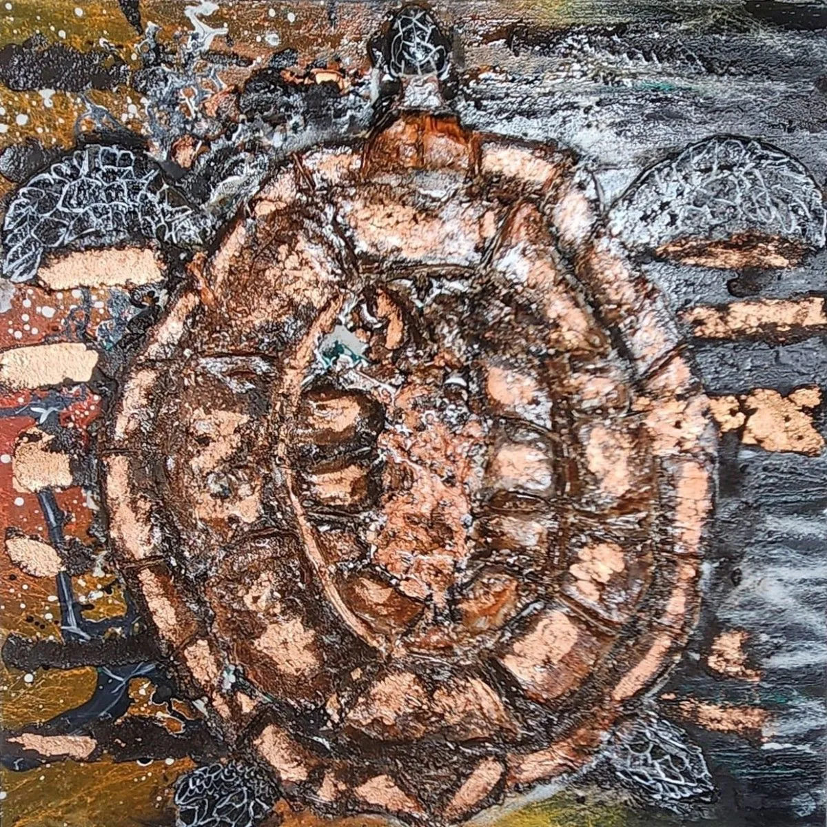 The turtle on the ground, artwork by Van Xavier