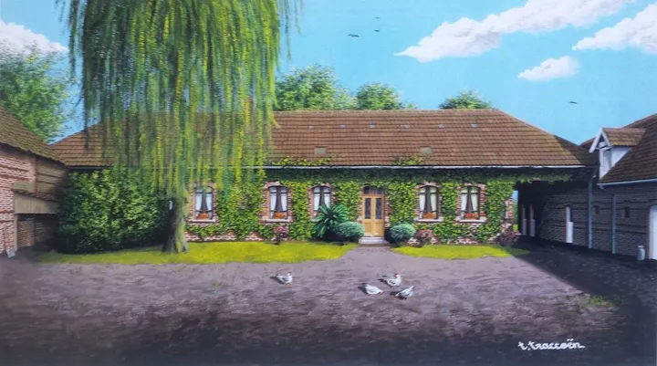 Flemish farmhouse, artwork by Thierry Traccoën