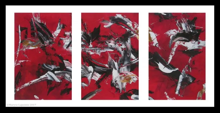 Triptyque Rouge Arabesques, artwork by Maryse Lapointe