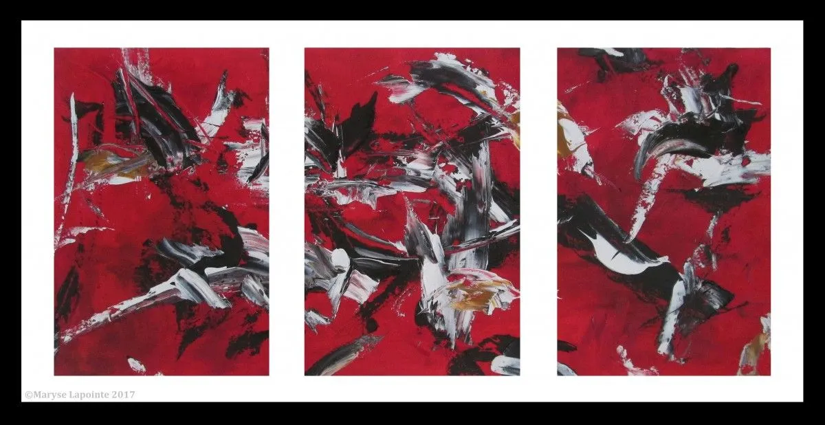 Triptyque Rouge Arabesques, artwork by Maryse Lapointe