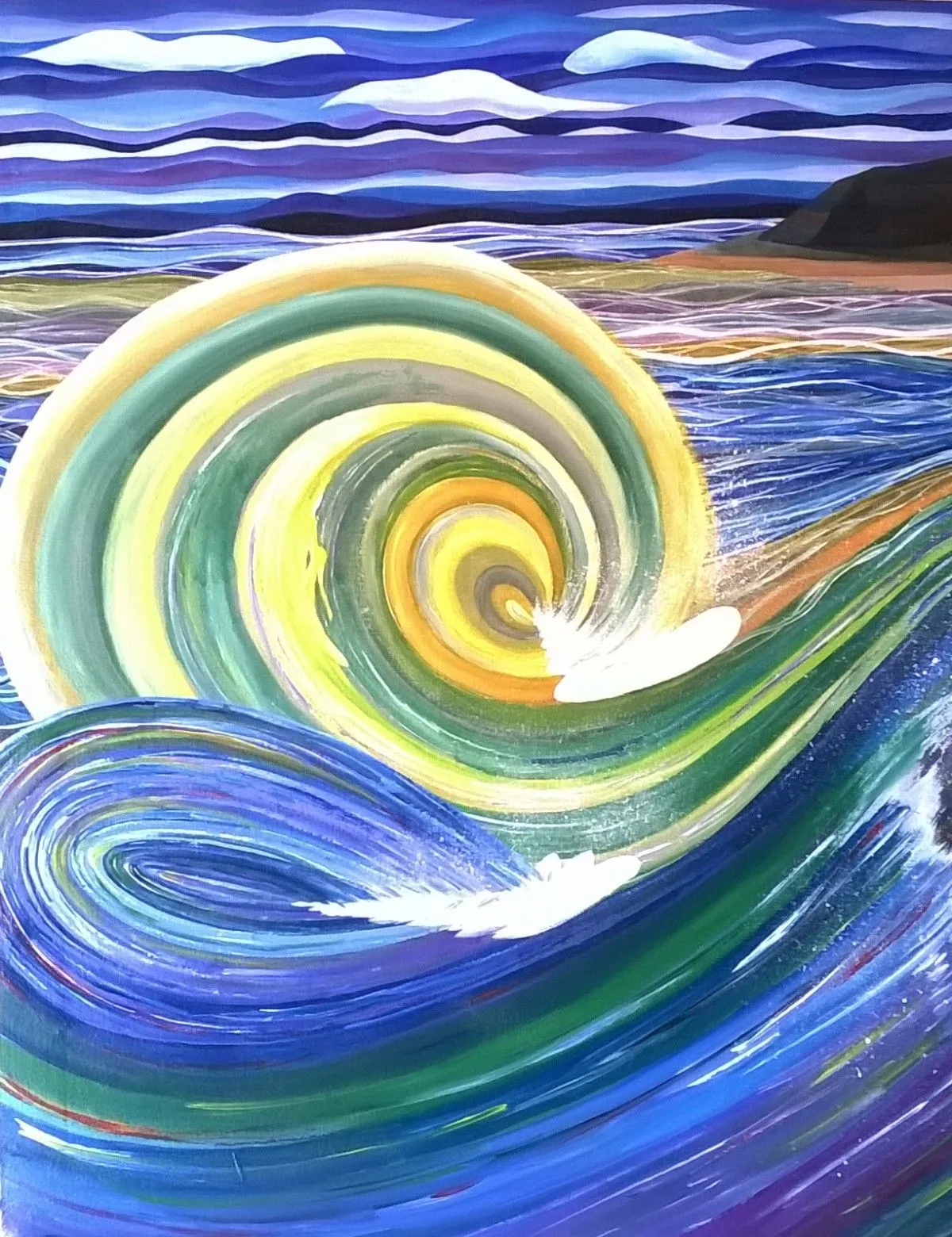 OLA CON SURFISTA, artwork by Darwing Rodriguez
