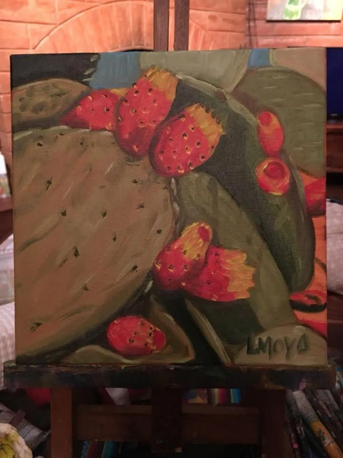 Flowering Cactus, artwork by Ligia Moya