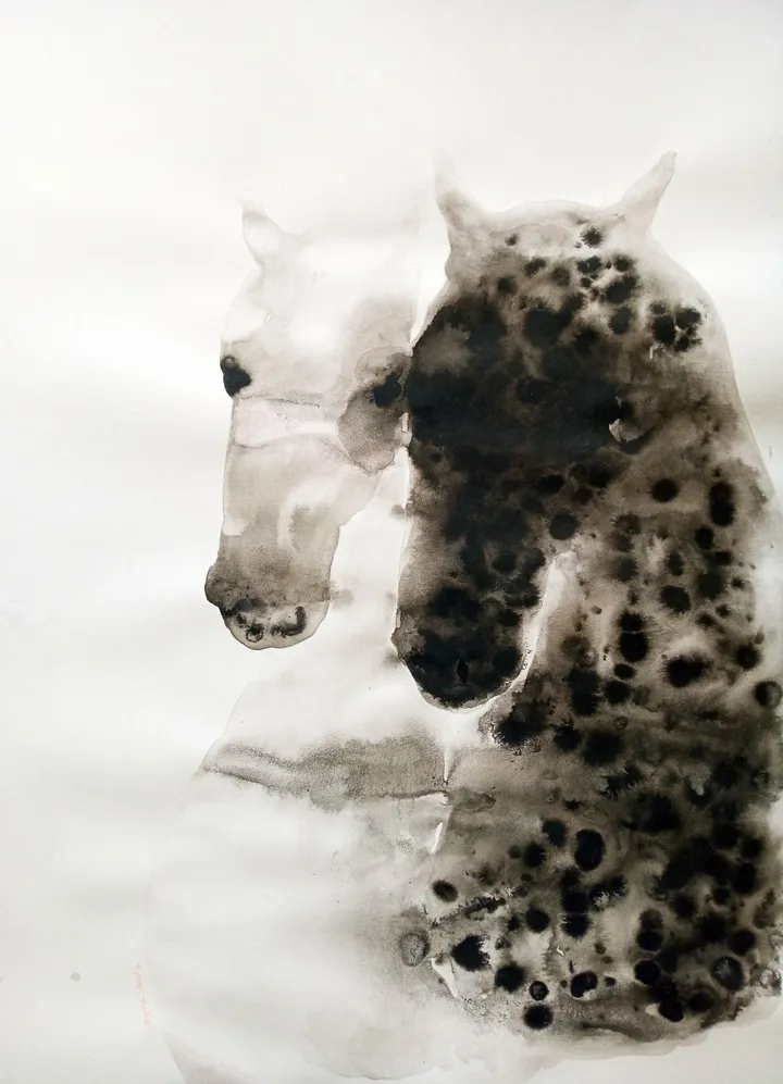 Black and white couple version 2, artwork by marija colic