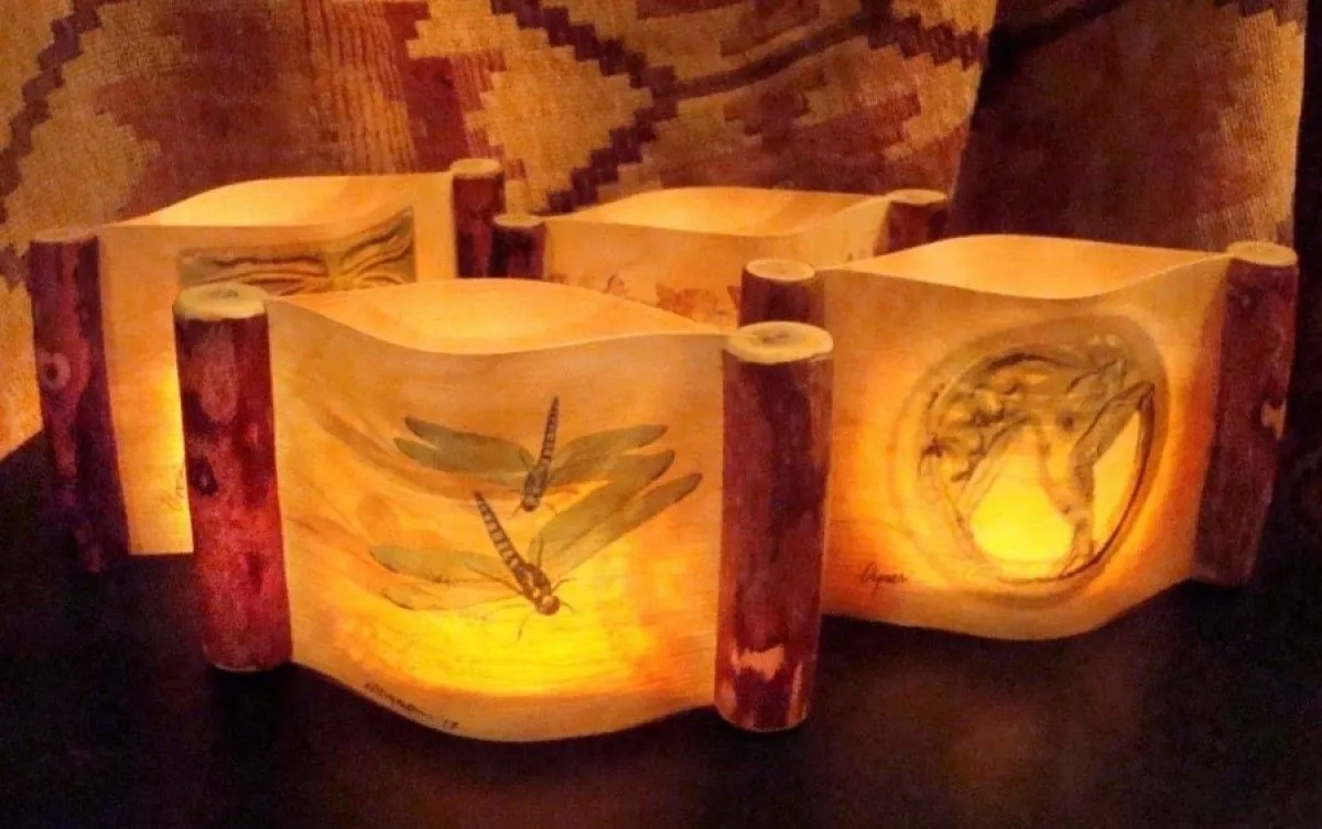 Green Dragonflies with Wood Edges, œuvre de Frank Vigneri