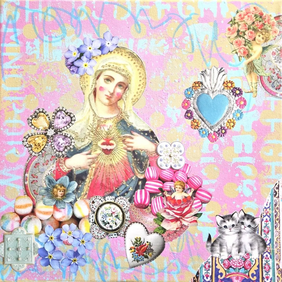 Mary and Kittens, œuvre de Lorette C Luzajic