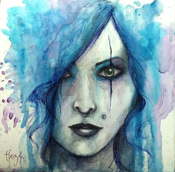 Lady blue, œuvre de Francisco (TJEZKO) Hernandez