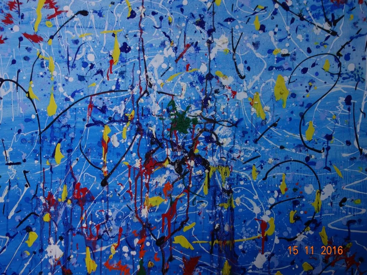 Colours in Action - I Oil 100x100, œuvre de Soldatou Eva