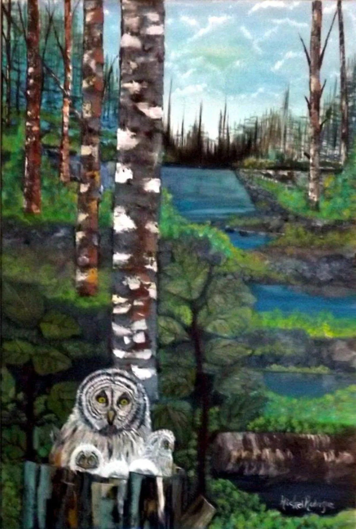 Le Hibou et sa nichée, œuvre de MICHEL JOSEPH RODRIGUE