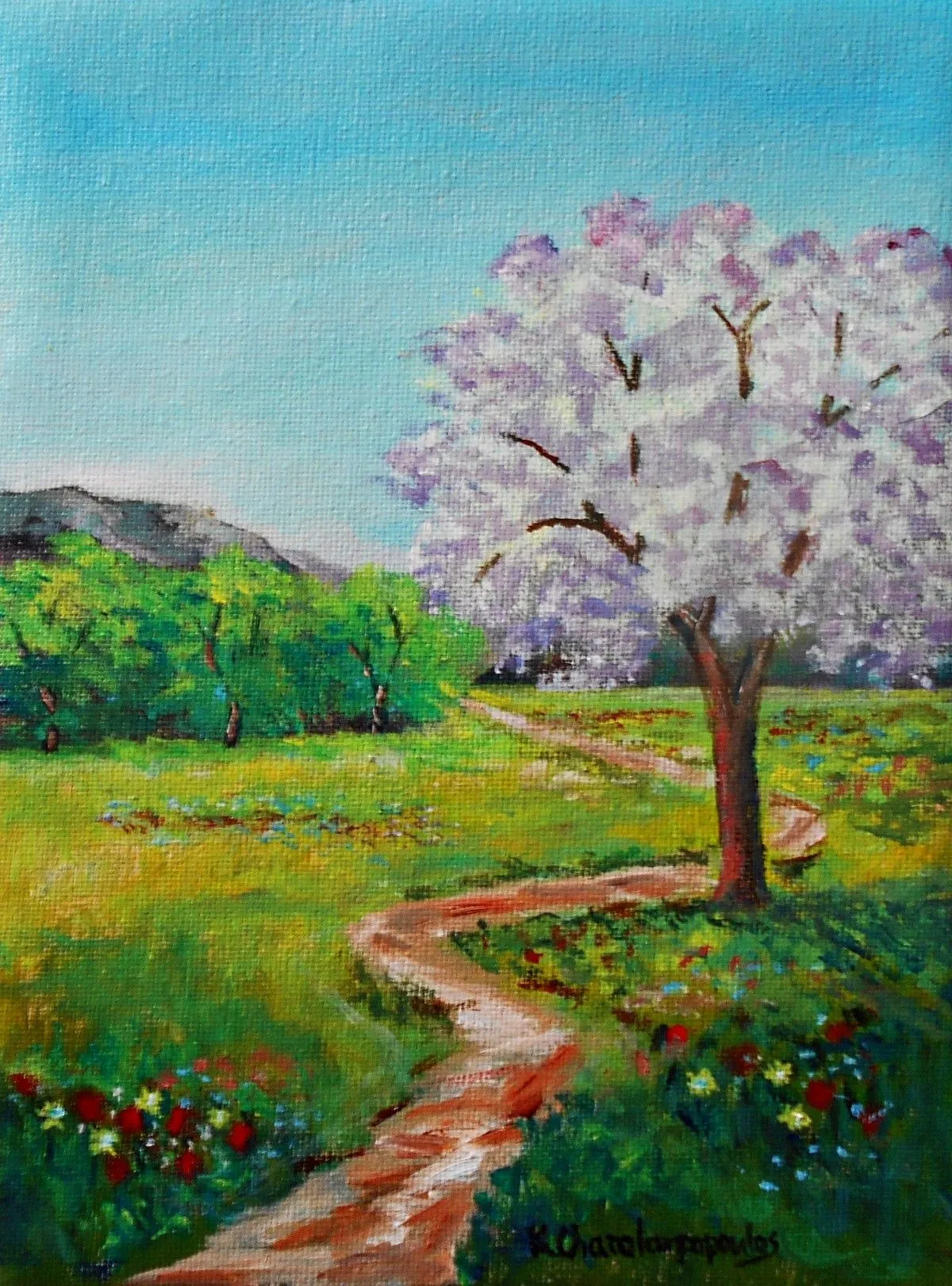 SPRING  PATHWAY IN ARCADIA\, artwork by Konstantinos Charalampopoulos