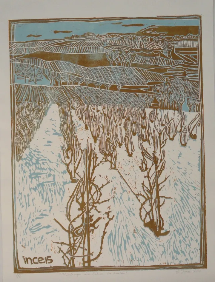 the wallis vineyard under the snow, artwork by Ersin Lübbe-ince