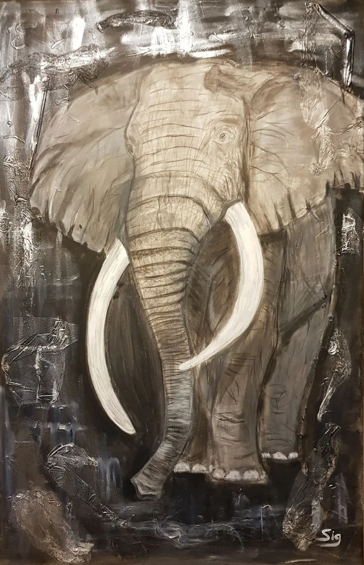 Éléphant, œuvre de Pascal Sig