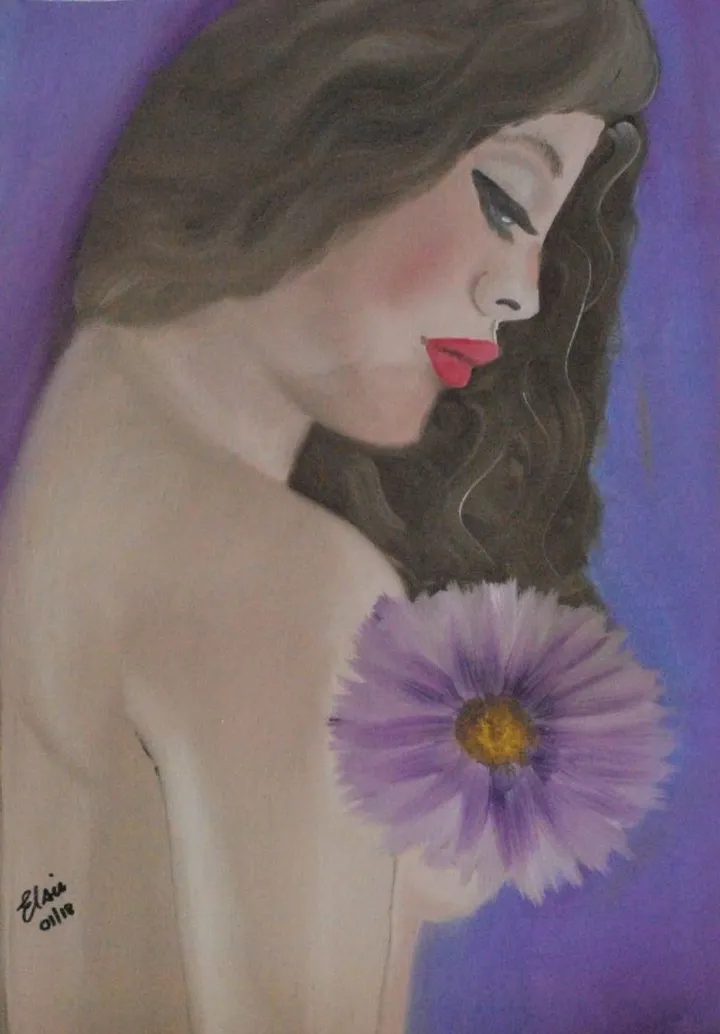 Lady with the purple flower, œuvre de Elsie Brummer