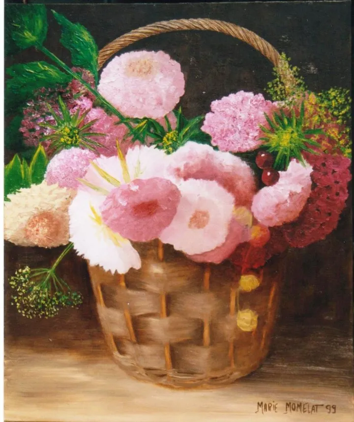 Panier de Fleurs et Cerises, artwork by marie momelat