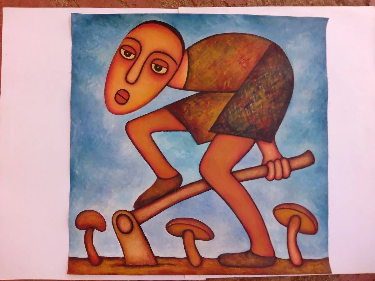 Weeding Mushrooms, artwork by Ongere Elisha