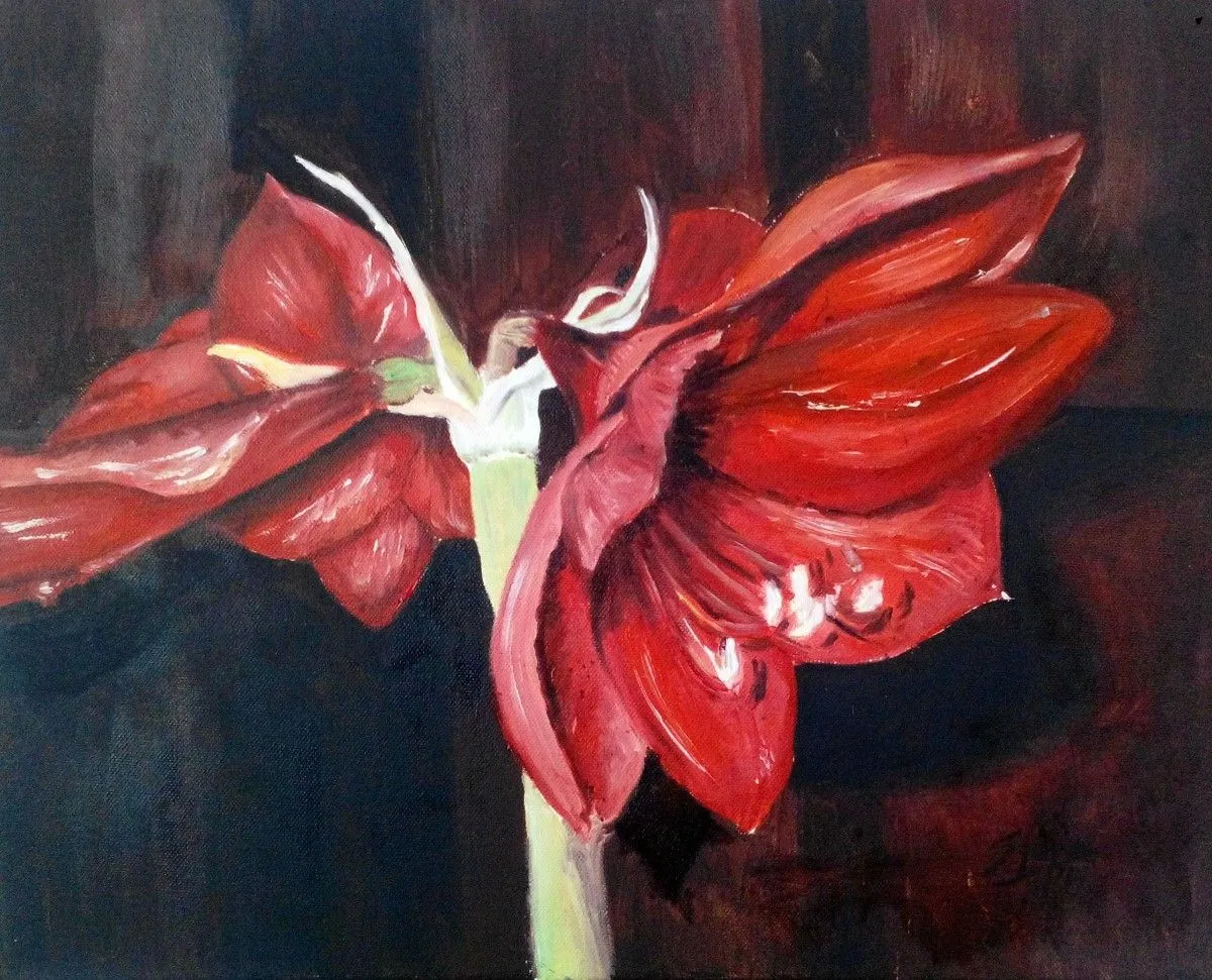 Red flowers, artwork by Narcisa Stejeran