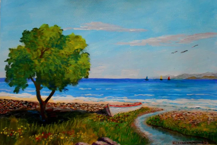 PEACEFUL BEACH, artwork by Konstantinos Charalampopoulos
