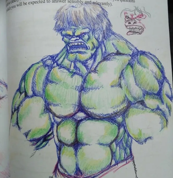 hulk sketch, œuvre de Sikalamu Pangi