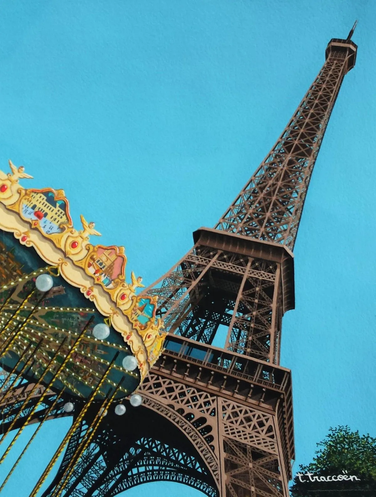 La Tour Eiffel ( postal card ), artwork by Thierry Traccoën