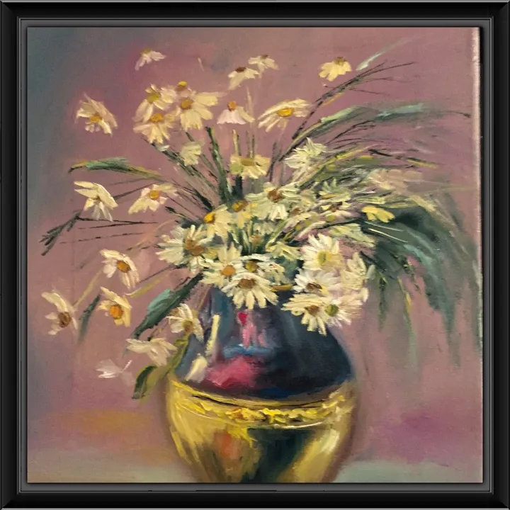 Les fleurs en vase doré, artwork by Alucha Kaledina
