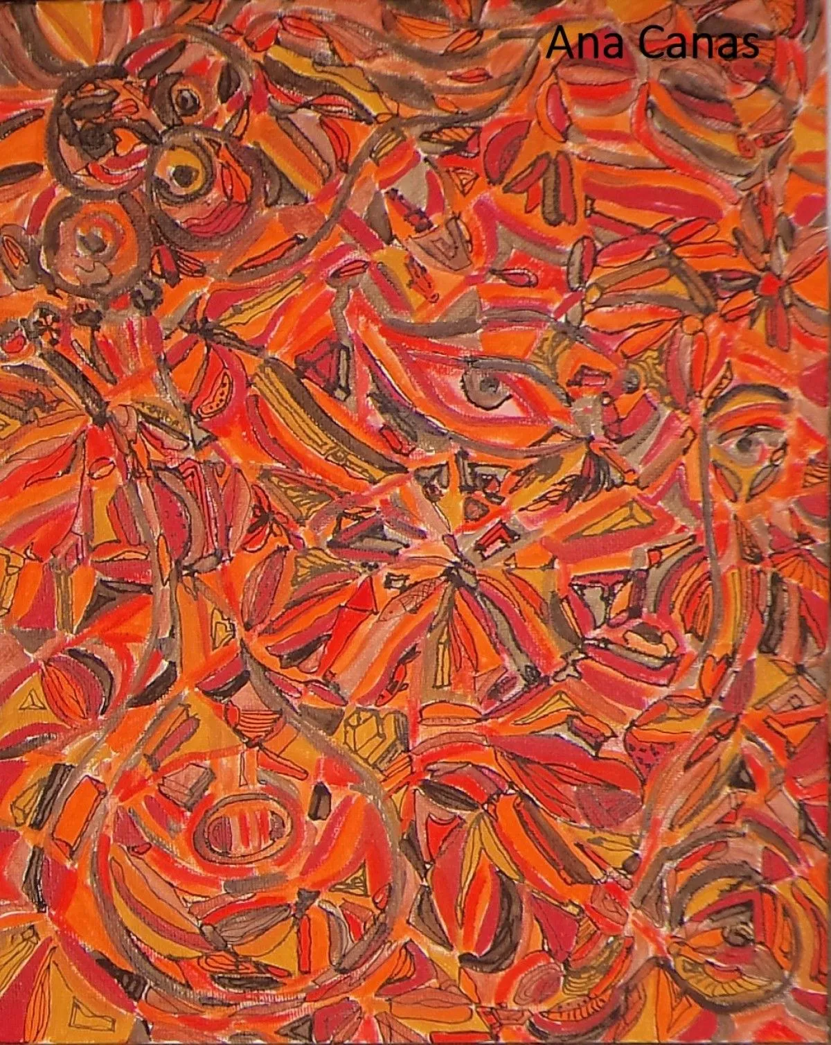 Amalia Rodrigues and Fado Songs in red, artwork by Ana CanasArt