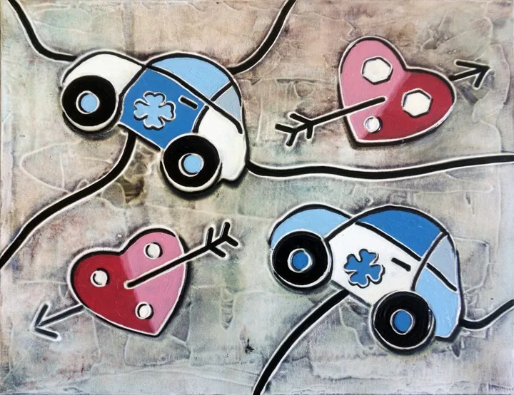 Car with love, artwork by Andrea Benetti