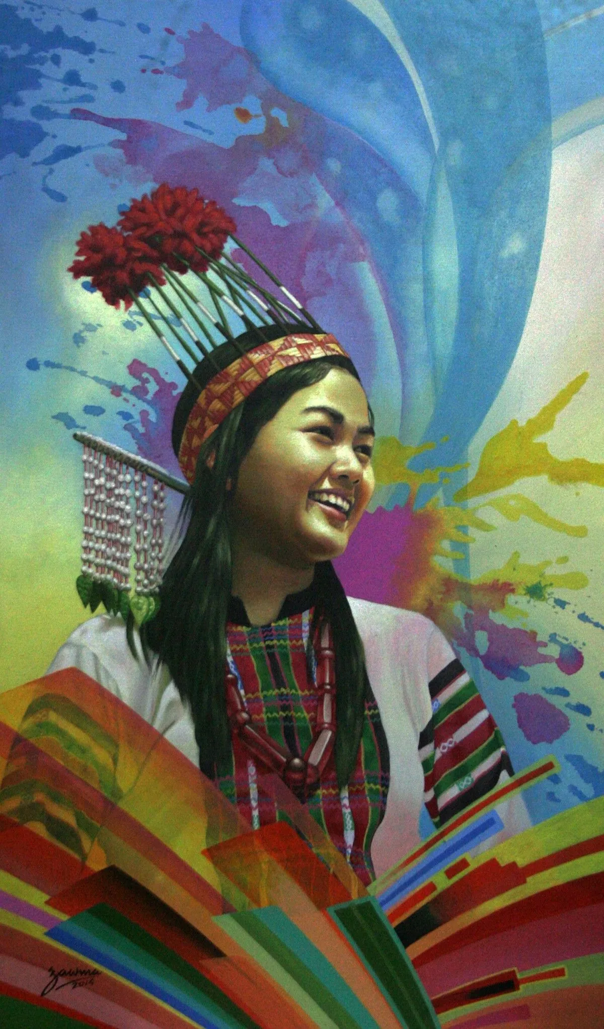 Mizo Girl in Traditional Dress, œuvre de VLal Zawmkima